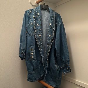 Vintage blue Jean bedazzled jacket.